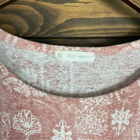 FSL Apparel | Babydoll Rolled Sleeve Tee Blouse‎ Boho Print - Picture 11 of 11